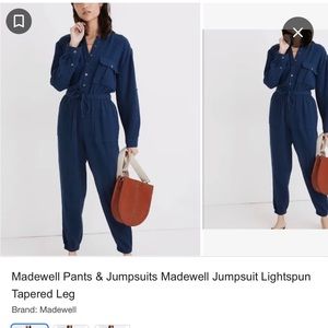 Madewell Lightspun Tapered Leg Jumpsuit in Navy